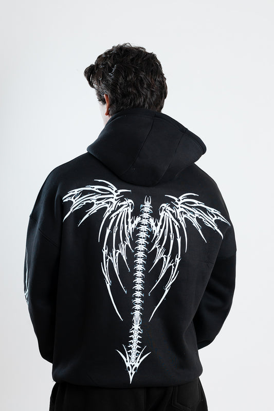 SKELETON Black Oversized Hoodie