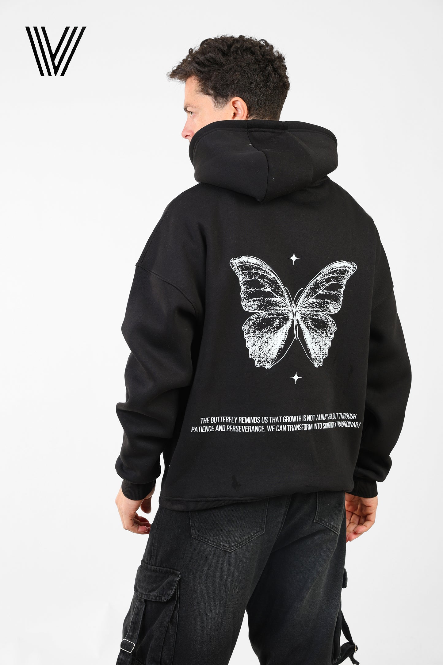 BUTTERFLY Black Oversized Hoodie