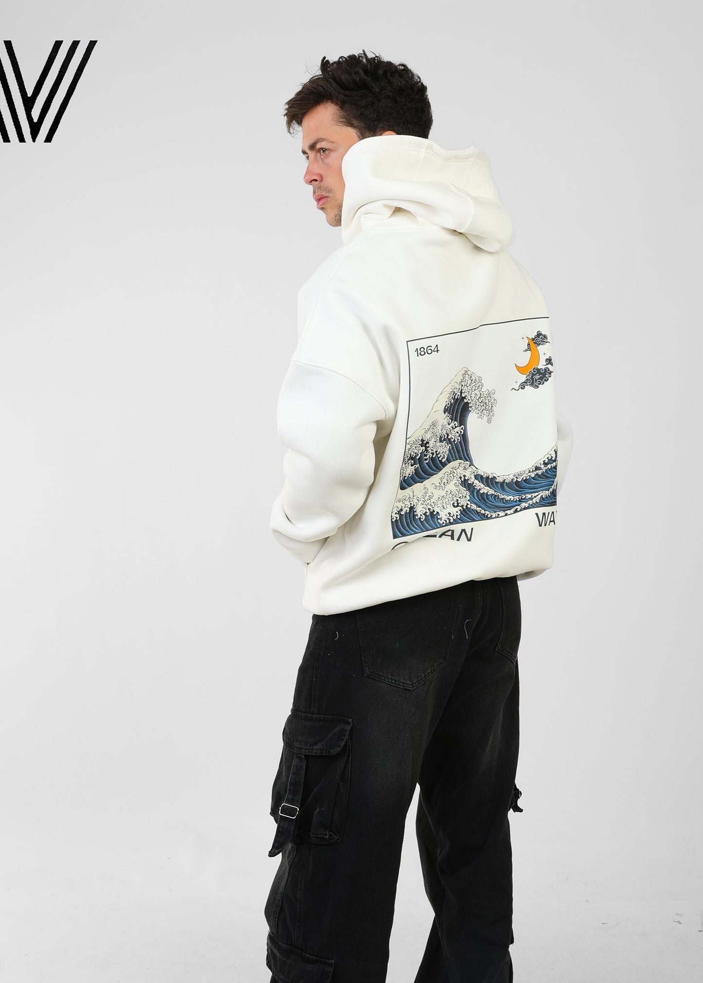 WAVE White Oversized Hoodie