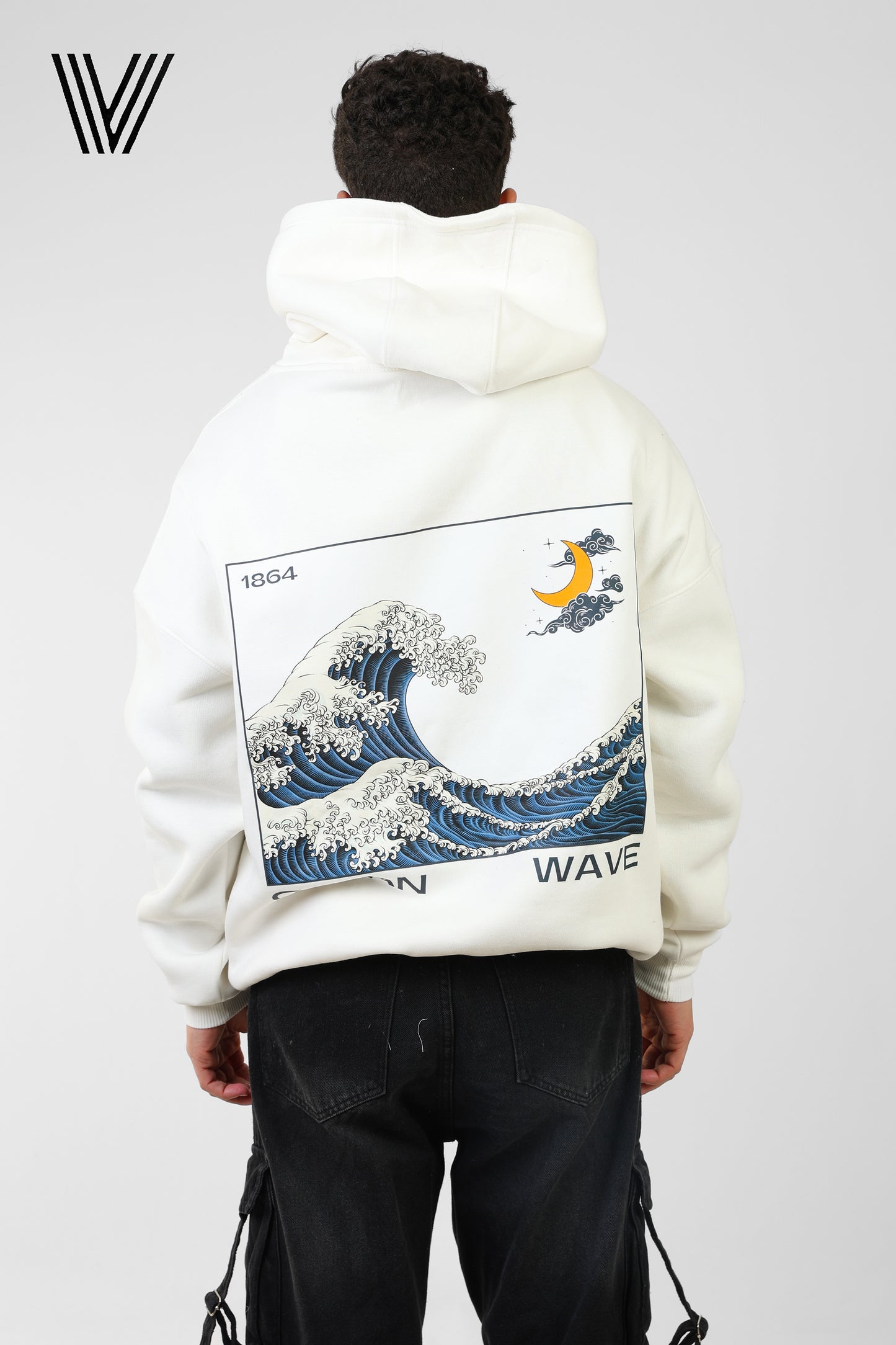 WAVE White Oversized Hoodie