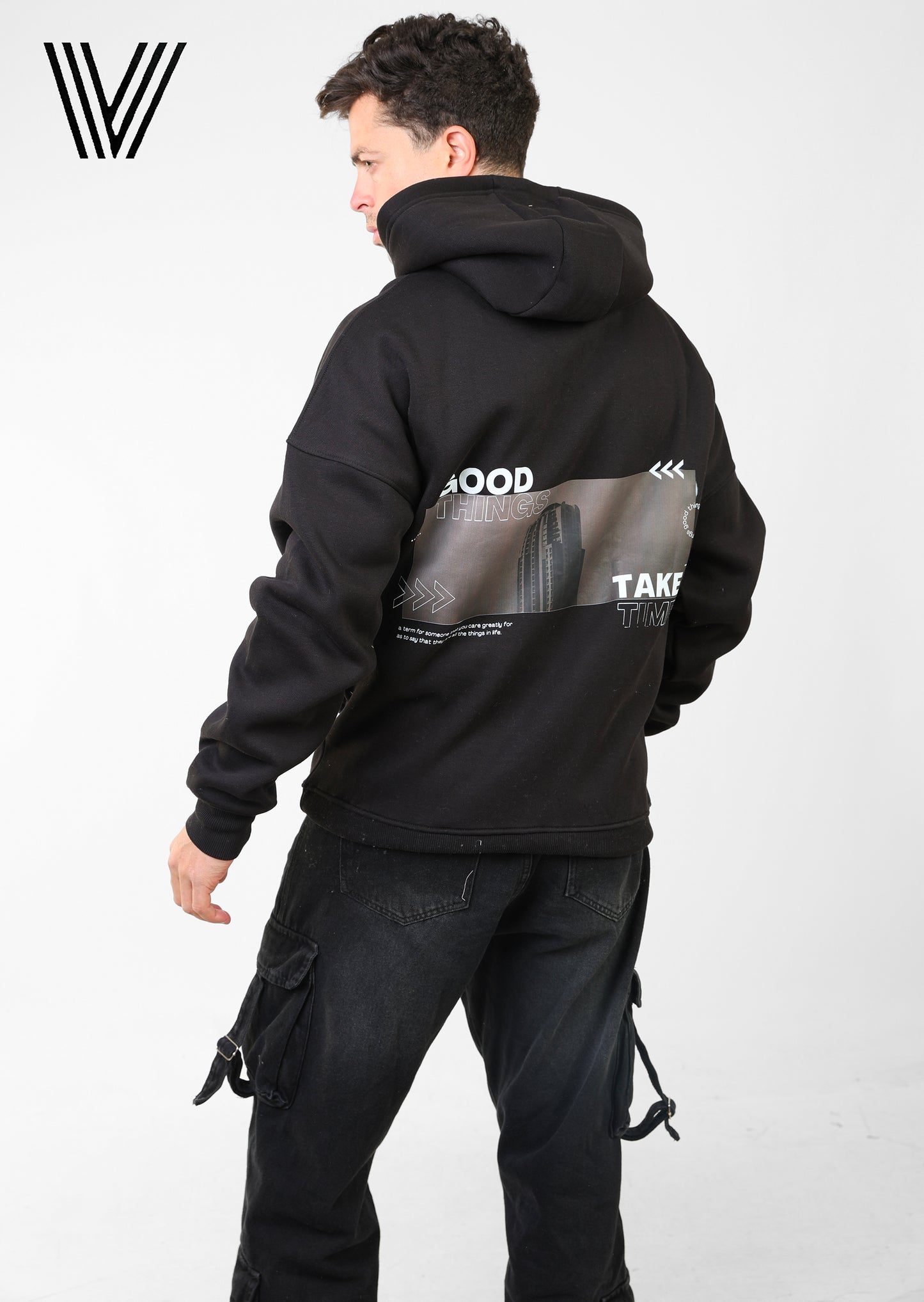 TIME Black Oversized Hoodie