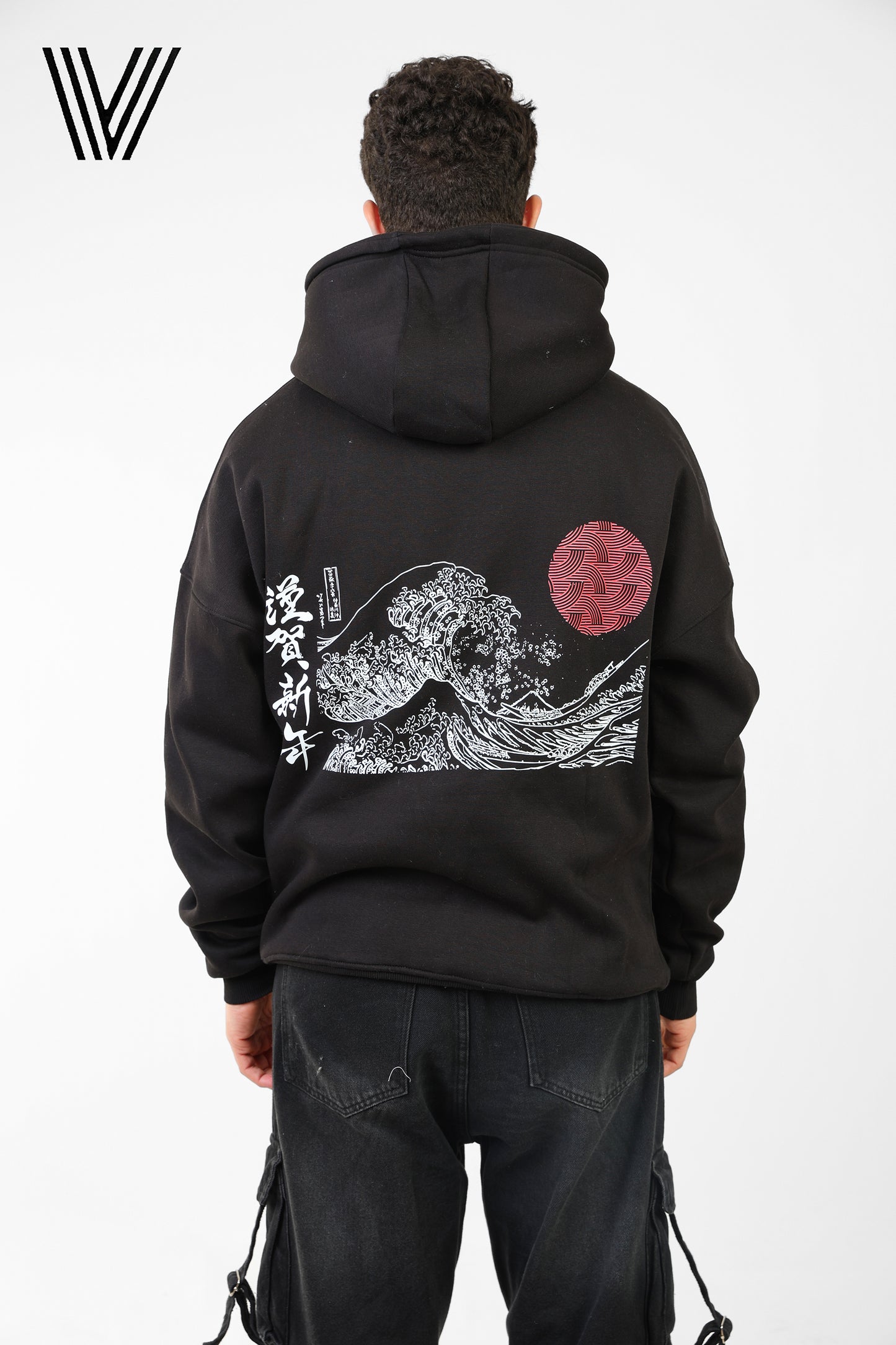 WAVE Black Oversized Hoodie